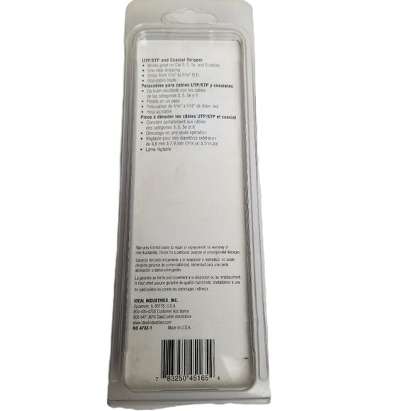 Ideal 45-165 Cable Stripper Tool NEW In Package Cat 3 5 5e 6 Coaxial UTP STP - Picture 2 of 3